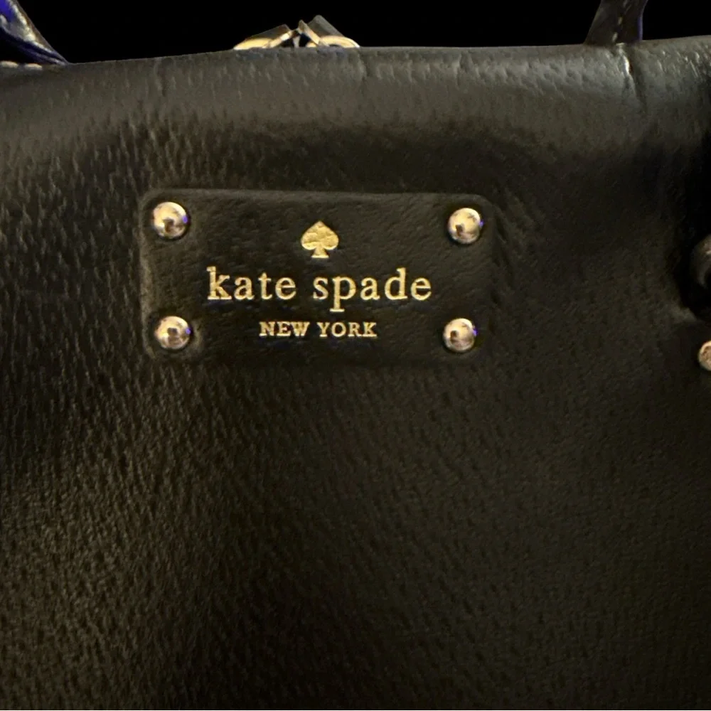 Kate Spade New York Black Leather Satchel Handbag Zip Top 12